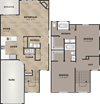 2x2.5 - 2 Bedroom 2.5 Bath Floor Plan Layout - 1442 Square Feet